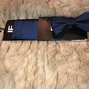 Pre-tied bowtie and pocket square.